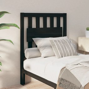 Testiera Per Letto Nera 80,5x4x100 Cm İn Legno Massello Di Pino /