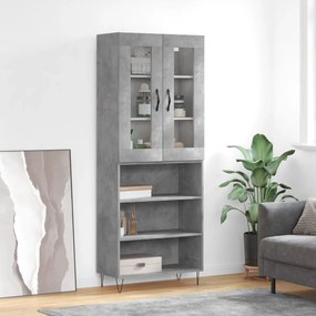 Credenza Grigio Cemento 69,5x34x180 cm in Legno Multistrato