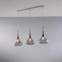 Lampadario Binario Contemporaneo Nemesi Grigio Fum 3 Luci E27