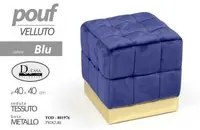 Pouf in velluto quadrato cm 40 blu poggiapiedi