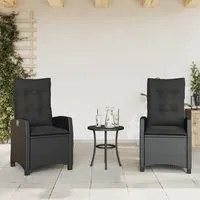 Sedie Reclinabili da Giardino 2 pz con Cuscini Nero Polyrattancod mxl 111020