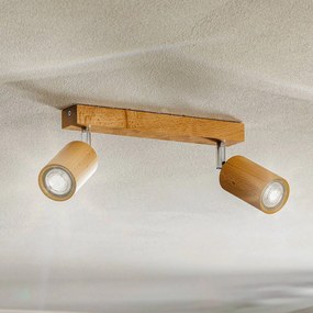 SOLLUX LIGHTING Faretto da soffitto Cre in legno, 2 luci