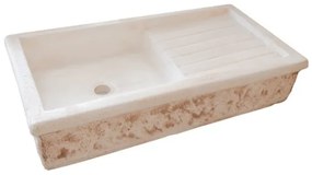 Lavabo Da Giardino In Cemento 90x50xh20 cm Rettangolare Artistica Mediterranea Rosa