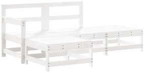 Set Salotto da Giardino 4 pz Bianco in Legno Massello di Pino