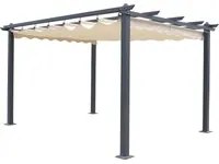 Pergola da giardino con tettuccio a scorrimento, struttura color antracite e telo color ecr, 300 x 400 cm