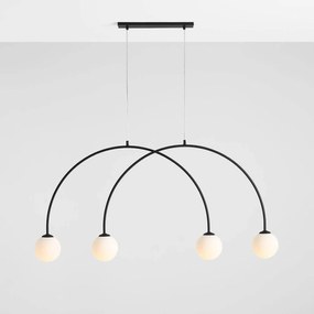 ALDEX Sospensione Alison nero/bianco 4 luci, arco, 129cm