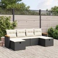 Set Divano da Giardino 6 pz con Cuscini Nero in Polyrattan 3265340