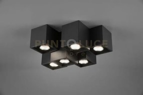 Fernando plafoniera metallo nero opaco 6 cubetti l. 37cm