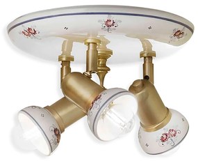 Plafoniera Orientabile Classica Savona Ceramica E Ottone Satinato 3 Luci E14
