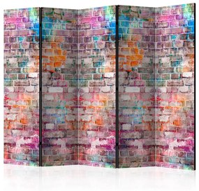 Paravento Muro cromatico II - texture di mattoni grigi con sfumature di colore