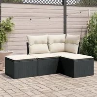 Set Divani da Giardino 4 pz con Cuscini Nero in Polyrattan 3249315