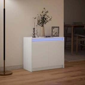 Credenza con led bianca 72x34x61 cm in legno multistrato