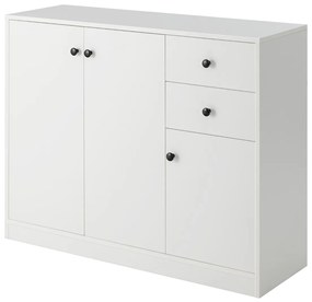 Costway Credenza moderna con 2 cassetti estraibili 3 antes caffale regolabile, Mobile di stoccaggio per cucina Bianco