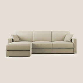 Chris Divano letto angolare con penisola in microfibra smacchiabile T11 panna