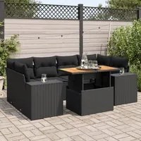 Set Divani da Giardino con Cuscini 7pz Nero Polyrattan 3327338