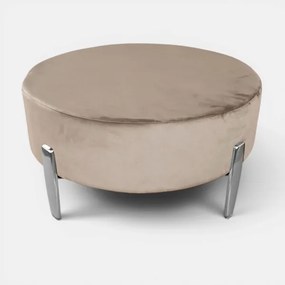 Pouf Rotondo in Velluto Beige con Piedini 70 cm - Giotto