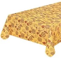 Tovaglia Antimacchia Cucina Tonda 155 cm Fiori Bordata Cotone Plastificato Copritavolo Giallo