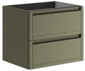Mobile da bagno sospeso sotto lavabo L 59.5 x H 50 x P 45.5 cm verde salvia opaco, 2 cassetti TRATTO