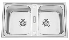 Lavello semincasso 2 vasche con gocciolatoio laterale destro o sinistro RODI Urban 86 BB inox L 50 x L 86 x P 20 cm argento