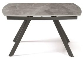 Tavolo moderno allungabile a 210 cm base metallo e piano effetto Marmo Grigio TERENCE