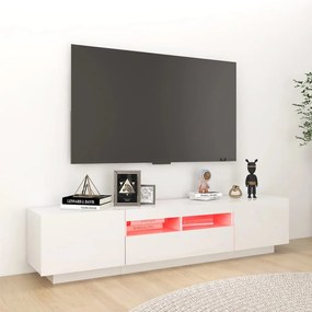 Mobile Porta TV con Luci LED Bianco Lucido 180x35x40 cm