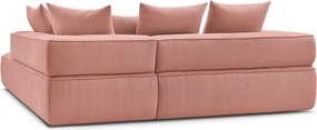 Divano angolare rosa (penisola a destra/a L) con rivestimento in ciniglia Whesley – Bobochic Paris