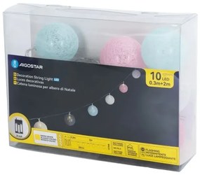 Aigostar - Catena di luci LED natalizia 10xLED/3xAA, 2 m, bianco caldo