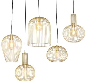 Set di 5 lampade a sospensione di design oro - Wires
