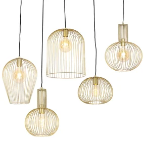 Set di 5 lampade a sospensione di design oro - Wires