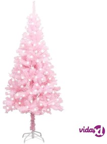 vidaXL Albero Natale Artificiale a Metà LED e Supporto Rosa 120 cm PVC