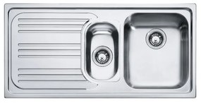 Lavello 1.5 vasche con gocciolatoio a sinistra FRANKE RRX 651 inox L 50 x L 100 cm argento