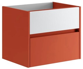 Mobile da bagno sospeso sotto lavabo L 59.5 x H 50 x P 45.5 cm rosso laccato opaco, 2 cassetti Niwa