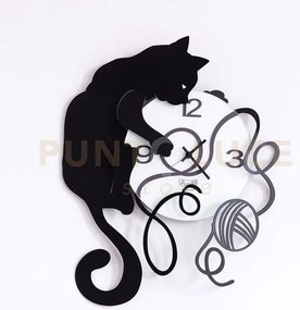 Orologio da parete particolare gatto gomitolo nero