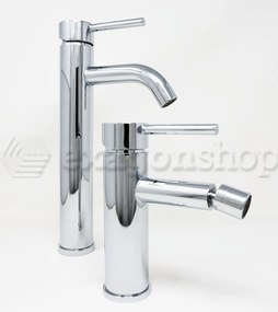 Set miscelatori Lavabo alto e Bidet con Piletta click clack inox cromo Athos