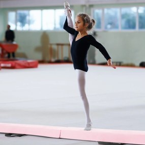 Costway Trave di equilibrio pieghevole con copertura in suede rimovibile e fondo antiscivolo, Trave di ginnastica da 210 cm per bambini