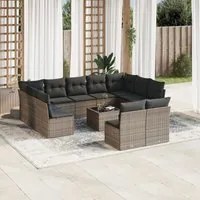 Set Divani da Giardino 12 pz con Cuscini Grigio in Polyrattan 3250199