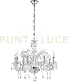 Lampadario cristallo trasparente 8 luci attacco e14 70x135cm