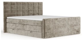 Letto boxspring marrone chiaro con contenitore 140x200 cm Ava – Maison de Rêve