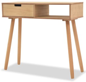 Tavolo Consolle İn Legno Di Pino Massello 80x30x72 Cm Marrone /