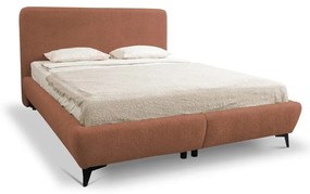Letto matrimoniale imbottito color terracotta con contenitore con rete inclusa 180x200 cm Makapu – Makamii