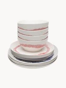 Servizio di stoviglie per feste con smalto reattivo, 4 persone (12 pz)