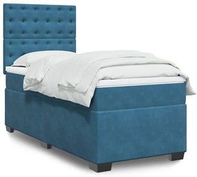 Giroletto A Molle Con Materasso Blu 90x200 Cm İn Velluto /