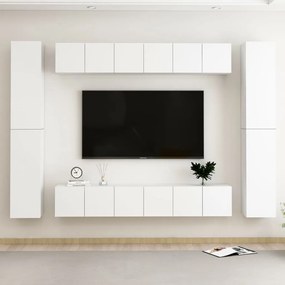 Set Mobili Porta TV 10 pz Bianco in Legno Multistrato