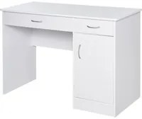 Scrivania da Ufficio Porta PC 2 Cassetti 1 Anta 111x48x75,8 cm in Legno Bianco