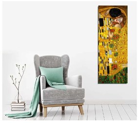 Riproduzione murale su tela Gustav Klimt Il bacio, 30 x 80 cm Gustav Klimt - The Kiss - Wallity