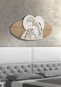 Capezzale ovale Sacra Famiglia 59x119 cm in legno laminato Modello 1