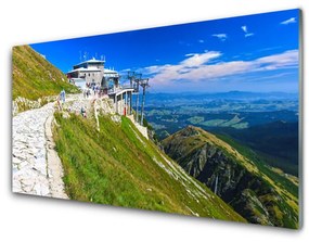 Quadro acrilico Percorso per il paesaggio delle montagne 100x50 cm