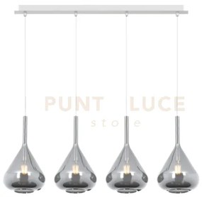 Sospensione bianco 4 luci rettangolare vetri fume 1177bi-s4 r-fu