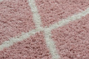 Tappeto BERBER TROIK A0010 cerchio rosa / bianco Frange berbero marocchino shaggy