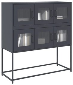 Credenza Antracite 100,5x39x107 Cm İn Acciaio Laminato A Freddo /